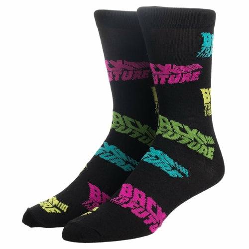 Back to the Future Men's Crew Straight Down Socks (Size 10-13) Socks Bioworld