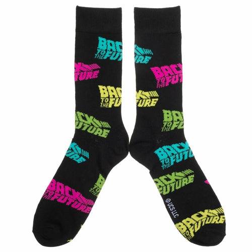 Back to the Future Men's Crew Straight Down Socks (Size 10-13) Socks Bioworld