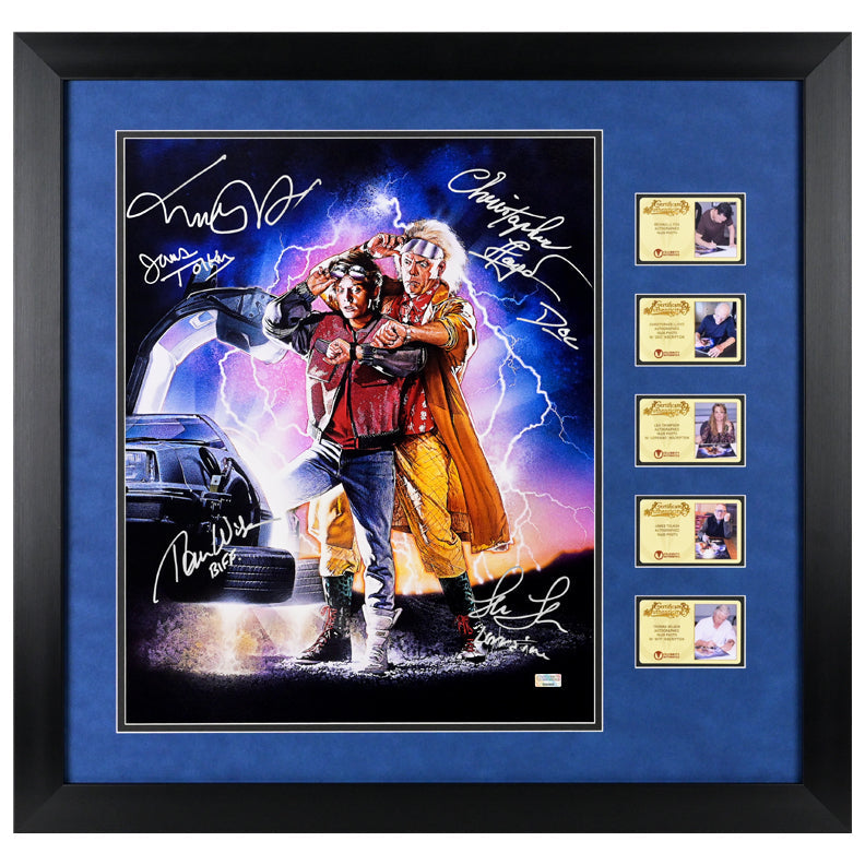 PREMIUM | Michael J. Fox, Christopher Lloyd & Cast Autographed Back to the Future II Marty and Doc 16x20 Poster Art