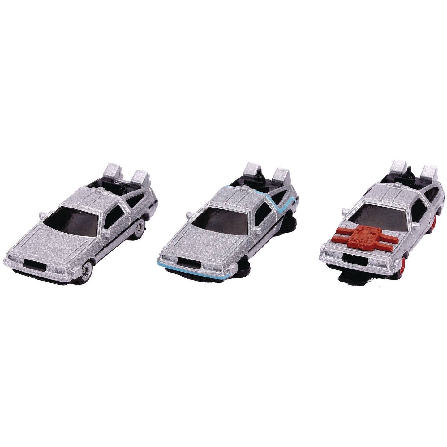 Back to the Future Trilogy die-cast 1⅔-inch Nano "Hollywood Rides" DeLorean Time Machine 3-pack Die-cast Model Cars Jada