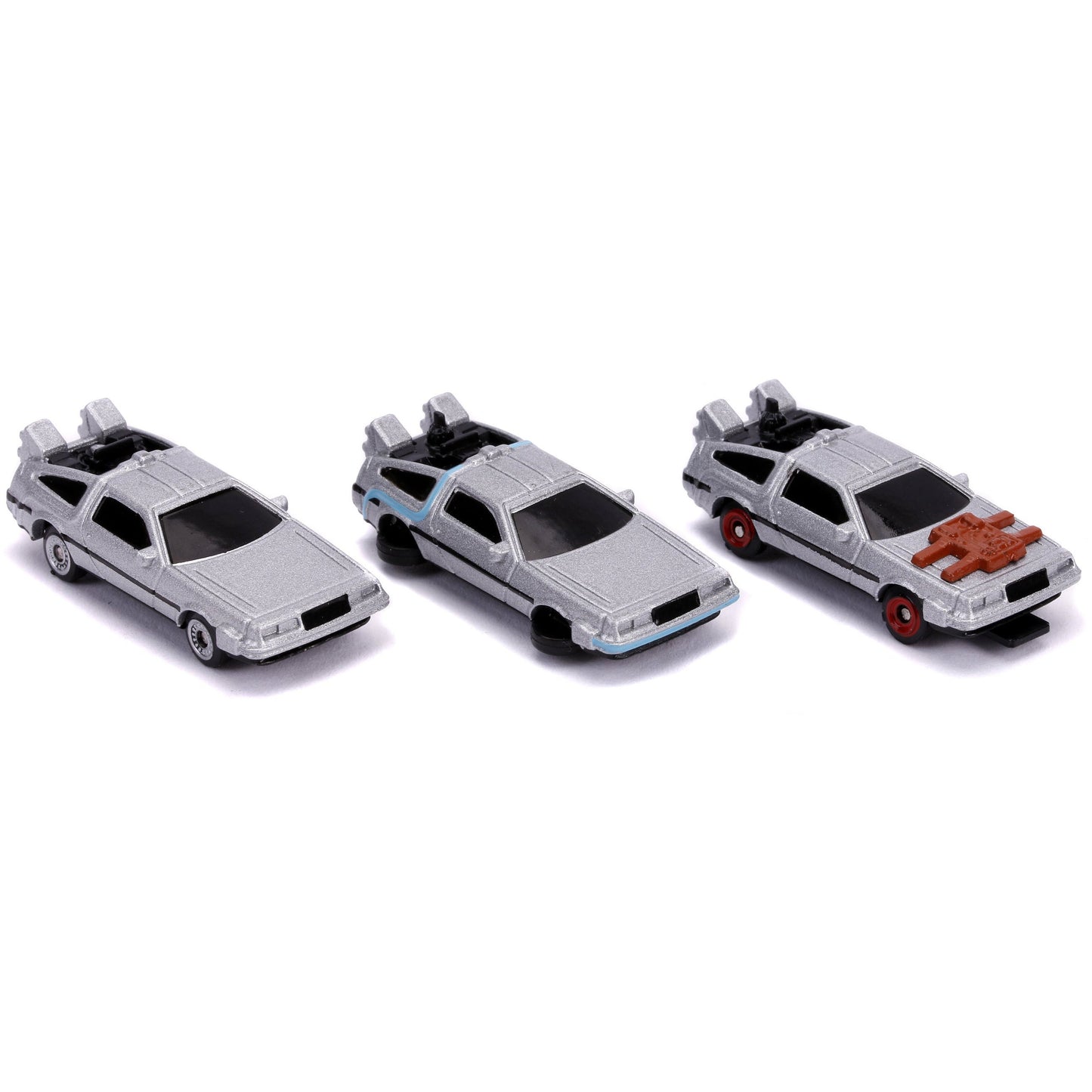 Back to the Future Trilogy die-cast 1⅔-inch Nano "Hollywood Rides" DeLorean Time Machine 3-pack Die-cast Model Cars Jada