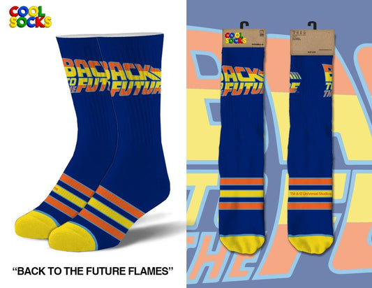 Back to the Future "Flames" Men's Straight Crew Socks (Size 6-13) Socks Odd Sox
