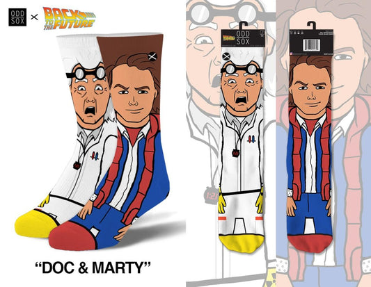 Back to the Future "Doc & Marty" Men's 360 Knit Mix-Match Socks (Size 6-13) Socks Odd Sox