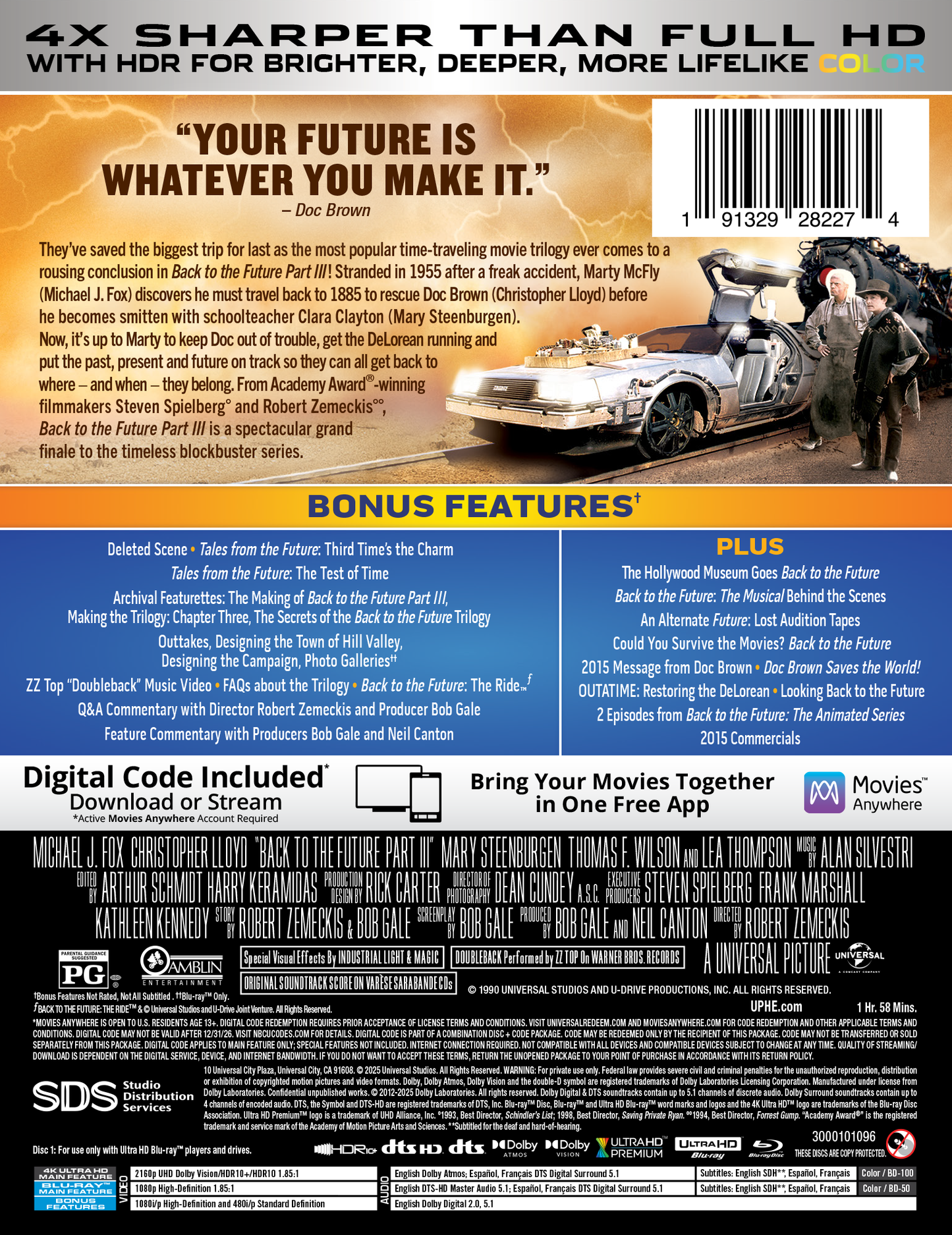 Back to the Future Part III Limited Edition Steelbook (4K Ultra HD + Blu-ray™ + Digital Code) [PRE-ORDER: Expected Availability October 14, 2025!]