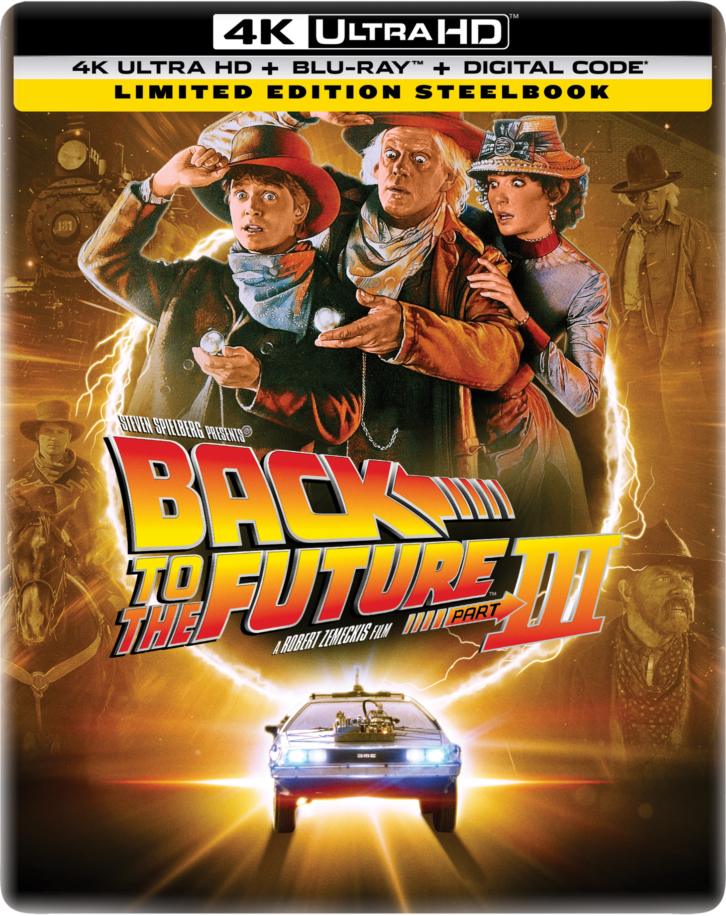 Back to the Future Part III Limited Edition Steelbook (4K Ultra HD + Blu-ray™ + Digital Code) [PRE-ORDER: Expected Availability October 14, 2025!]