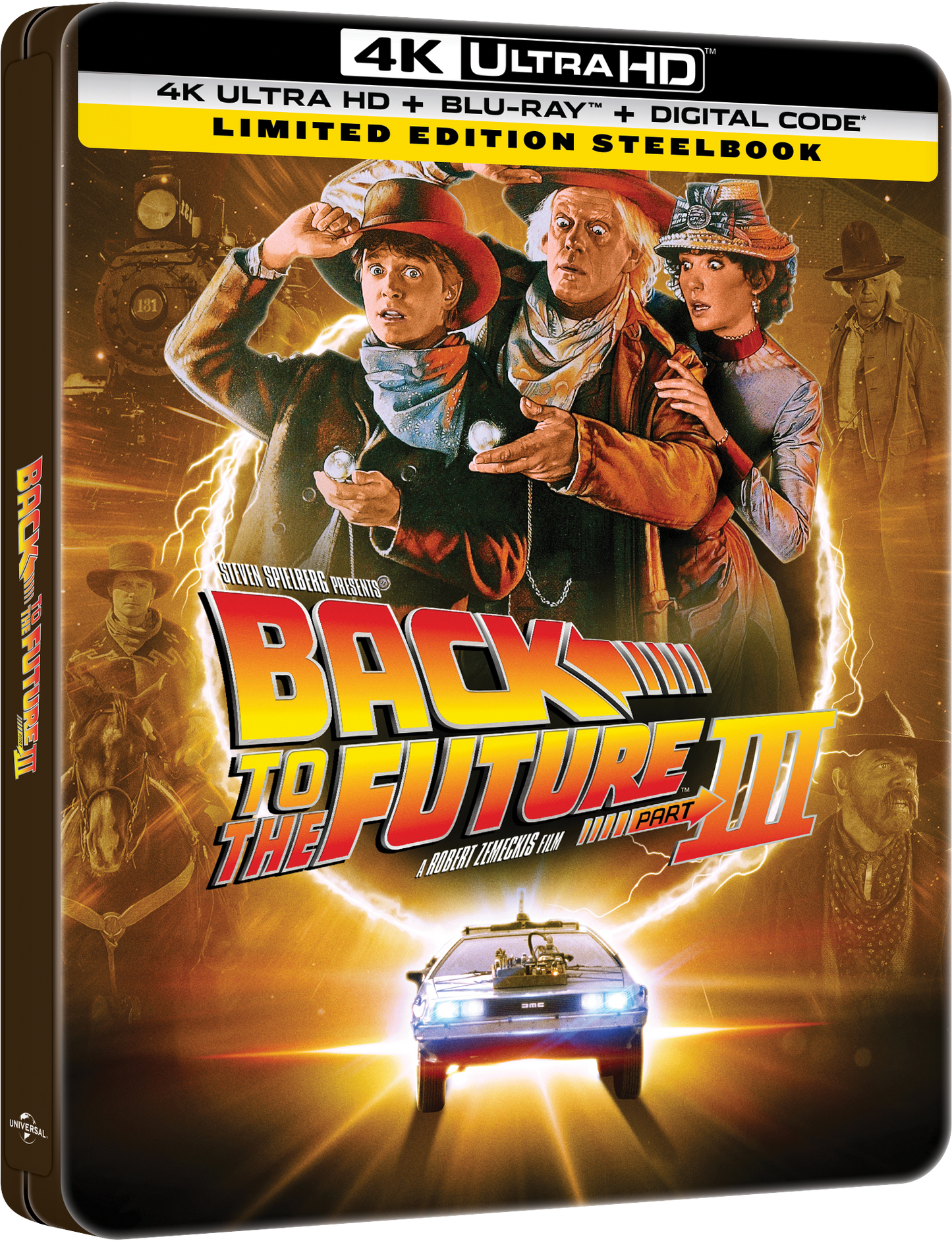 Back to the Future Part III Limited Edition Steelbook (4K Ultra HD + Blu-ray™ + Digital Code) [PRE-ORDER: Expected Availability October 14, 2025!]