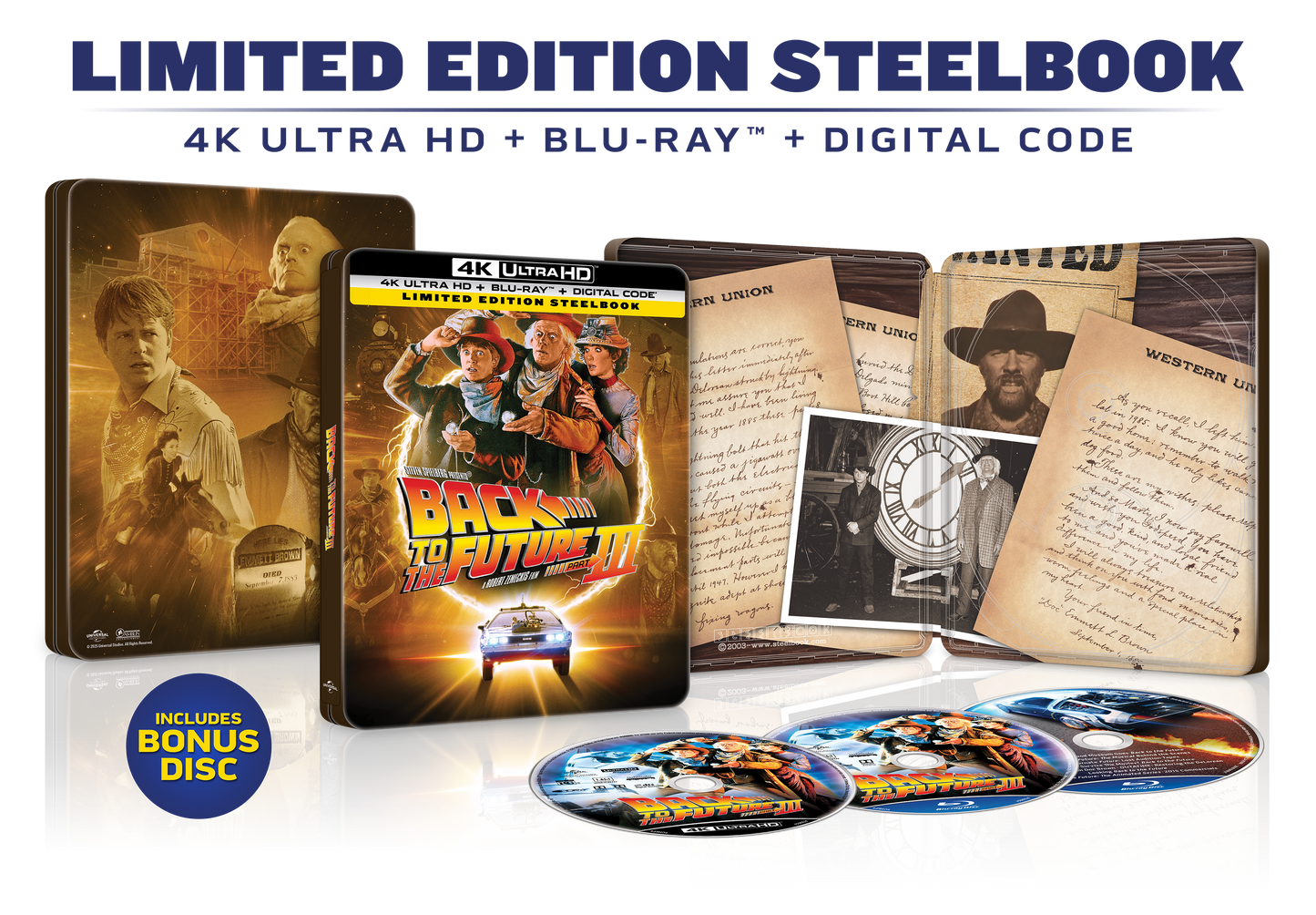 Back to the Future Part III Limited Edition Steelbook (4K Ultra HD + Blu-ray™ + Digital Code) [PRE-ORDER: Expected Availability October 14, 2025!]