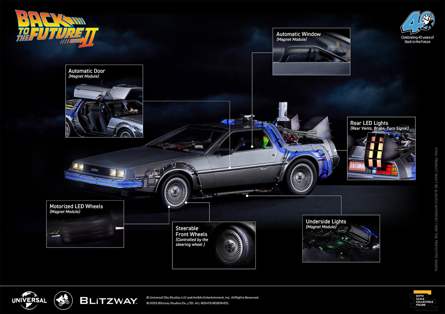 BLITZWAY Back to the Future Part II 1:6 scale DeLorean Time Machine w/ Special Promotional Items [PRE-SOLD OUT: Expected Availability Q4 2025]