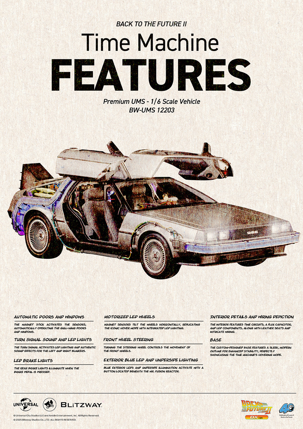 BLITZWAY Back to the Future Part II 1:6 scale DeLorean Time Machine (Deluxe Version) [PRE-ORDER: Expected Availability Q4 2025]
