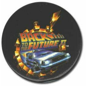 Flying DeLorean button from Back to the Future Part II Button Applause