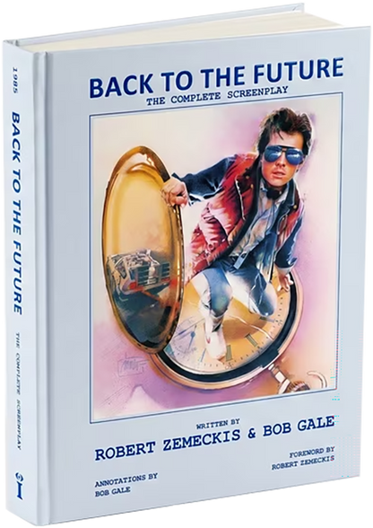 Book cover of 'Back to the Future: The Complete Screenplay' with a character in a time machine.
