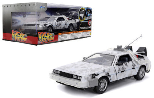 Back to the Future die-cast 1:24 scale "Hollywood Rides" light-up DeLorean Time Machine (Frosted)