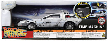 Back to the Future die-cast 1:24 scale "Hollywood Rides" light-up DeLorean Time Machine (Frosted)