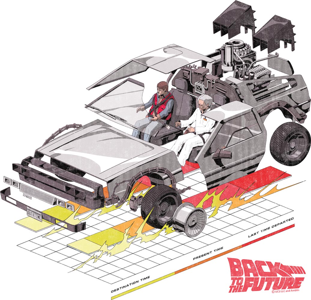 PREMIUM | Back to the Future - BTTF CAR WITH GRID Adult Shirt