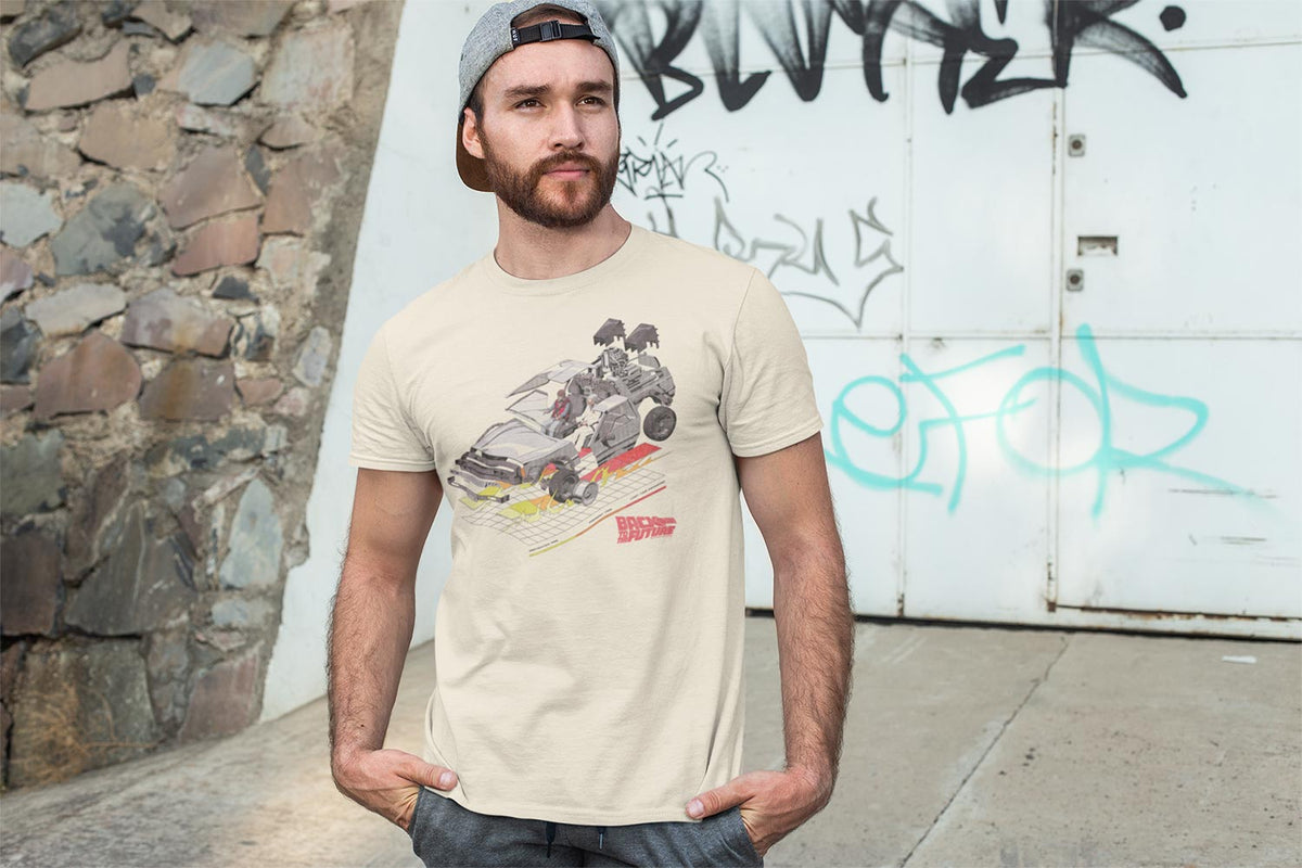 PREMIUM | Back to the Future - BTTF CAR WITH GRID Adult Shirt