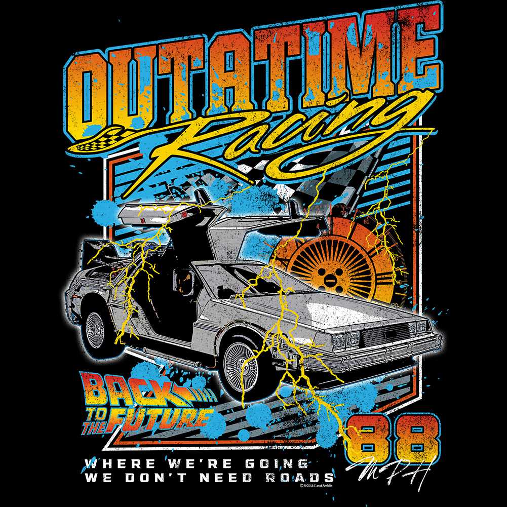 PREMIUM | Back to the Future - BTTF OUTATIME RACING F B 2-SIDED Adult Shirt