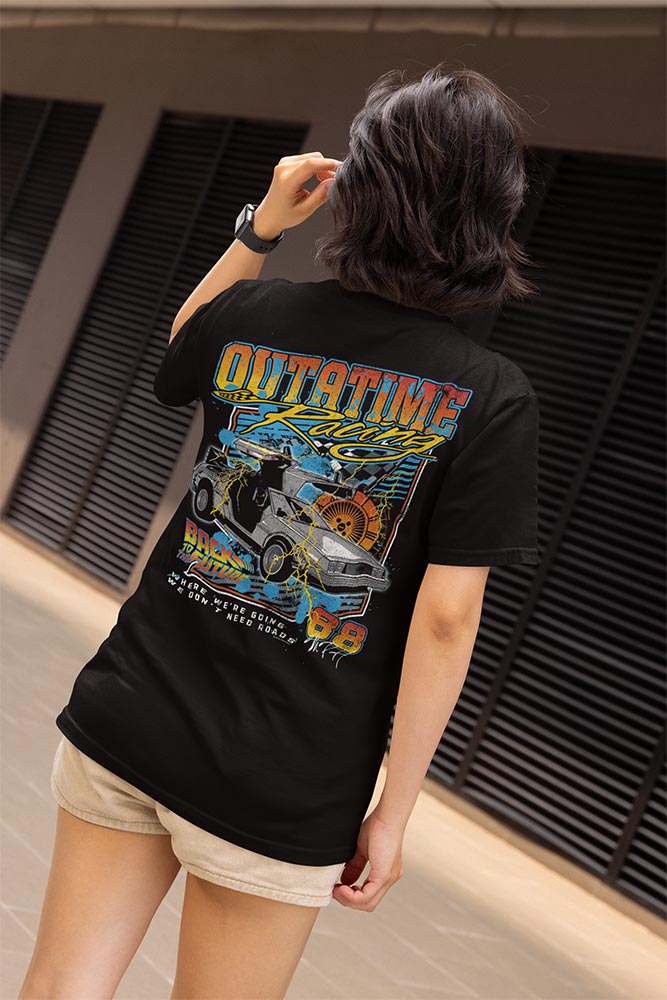 PREMIUM | Back to the Future - BTTF OUTATIME RACING F B 2-SIDED Adult Shirt
