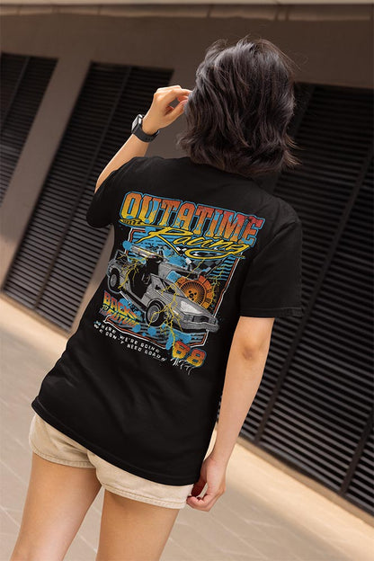 PREMIUM | Back to the Future - BTTF OUTATIME RACING F B 2-SIDED Adult Shirt