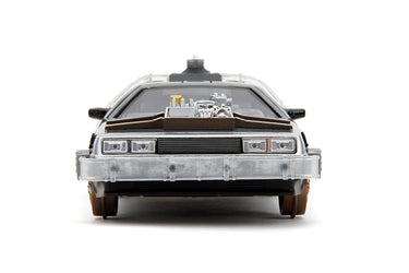 Back to the Future Part III (rail version) die-cast 1:24 scale "Hollywood Rides" light-up DeLorean Time Machine Die-cast Model Cars Jada