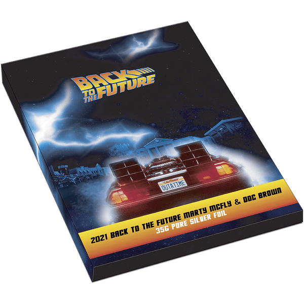 Back to the Future Limited Edition 2021 Marty McFly and Doc Brown - 35g Pure Silver Foil Commemorative Coin The Coin Company