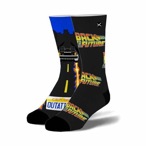 Back to the Future "Time Traveler" Men's Crew Straight Down Knit Mix-Match Socks (Size 8-12) Socks Odd Sox