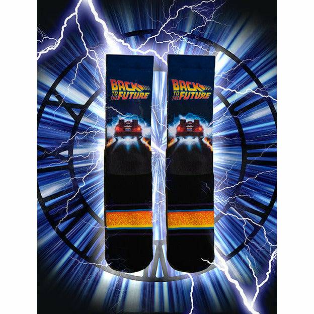 Back to the Future "Back in Time" Men's Crew Straight Down Sublimation Socks (Size 8-12) Socks Odd Sox