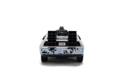 Back to the Future die-cast 1:32 scale 40th Anniversary "Hollywood Rides" DeLorean Time Machine (Frost Finished)