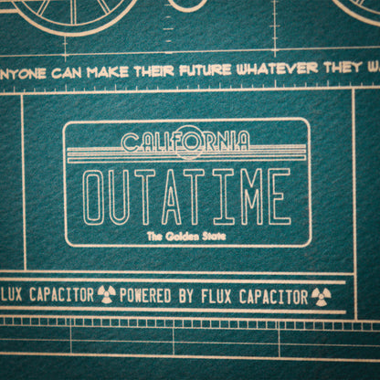 Back to the Future Time Machine Blueprint Art Print (with protective toploader)