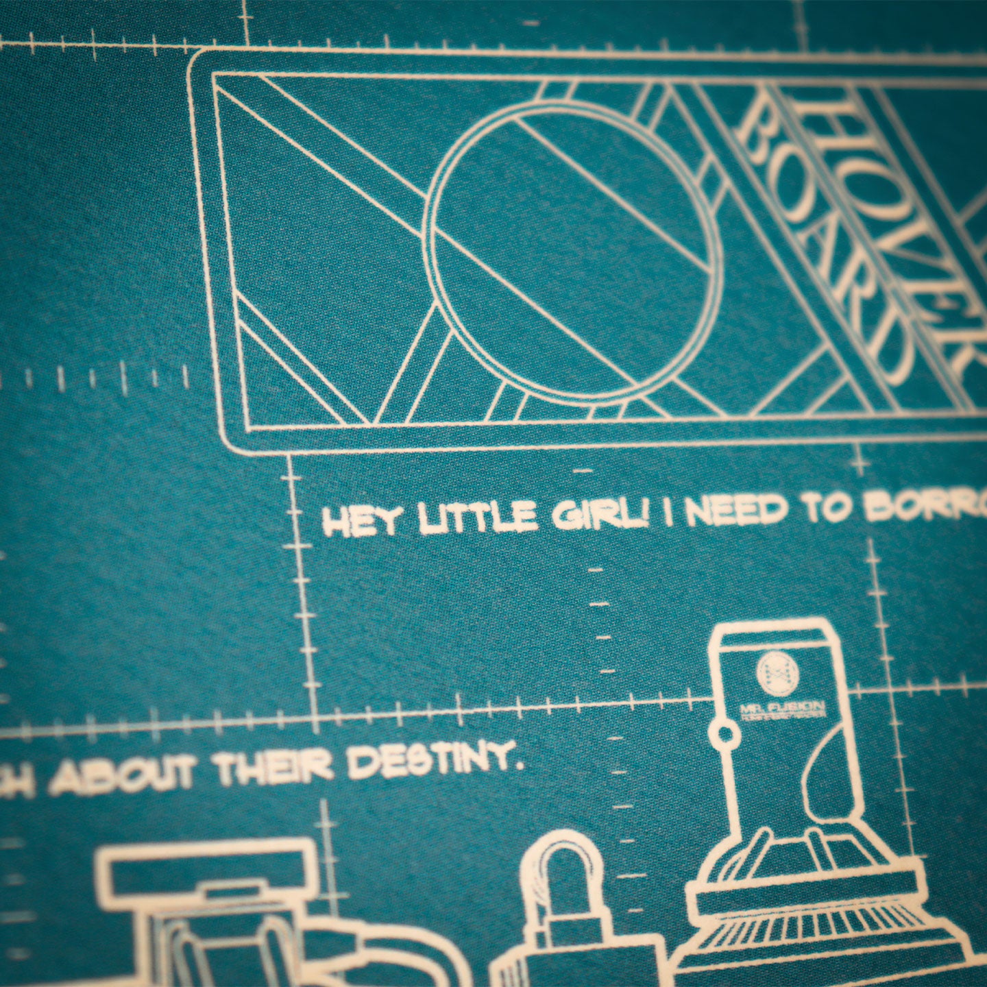 Back to the Future Time Machine Blueprint Art Print (with protective toploader)