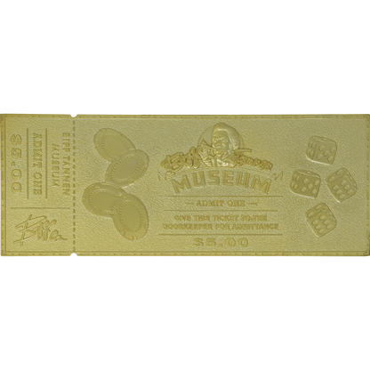 Back to the Future Part II Limited Edition 24 Karat gold-plated Biff Tannen Museum ticket replica Commemorative Ticket Fanattik