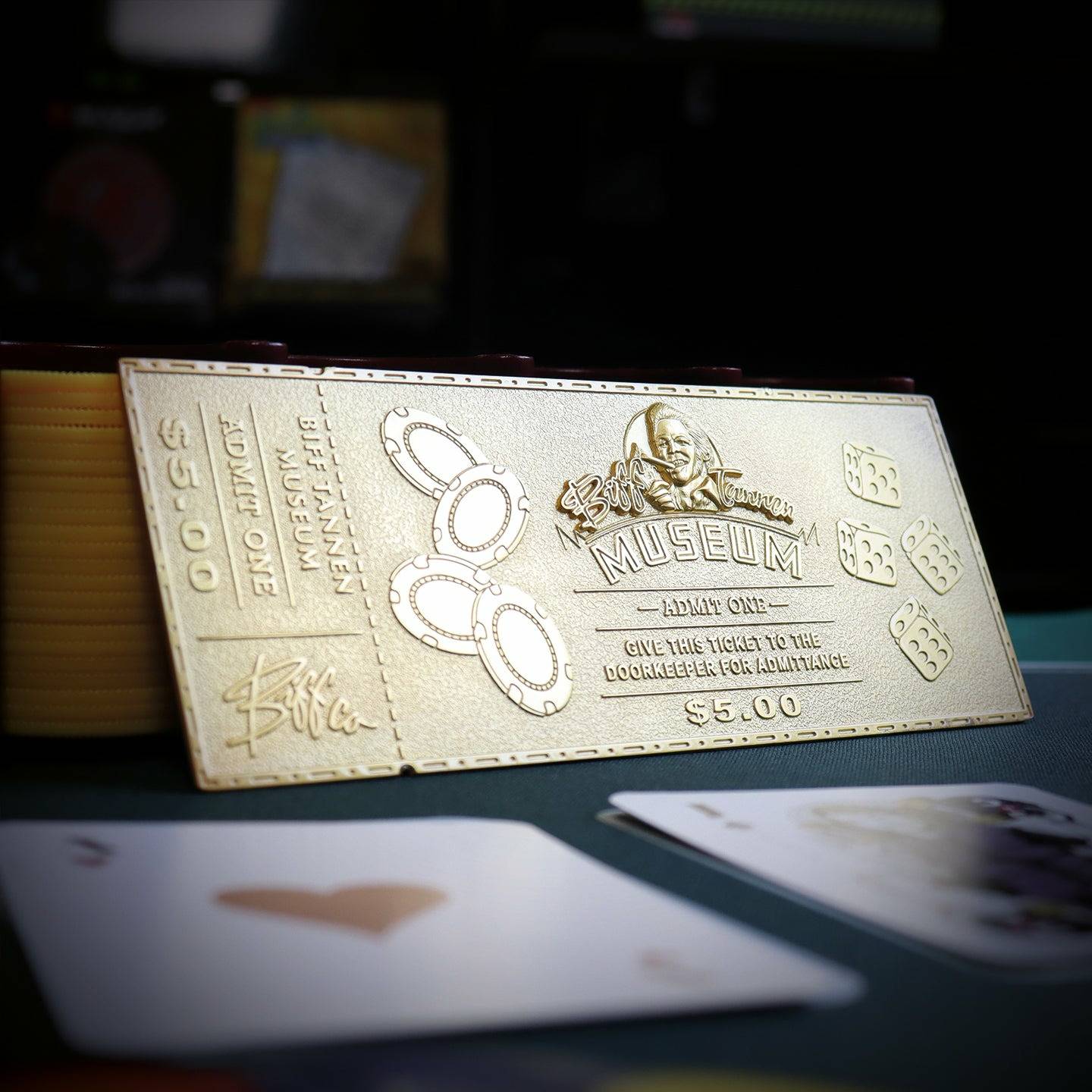 Back to the Future Part II Limited Edition 24 Karat gold-plated Biff Tannen Museum ticket replica Commemorative Ticket Fanattik