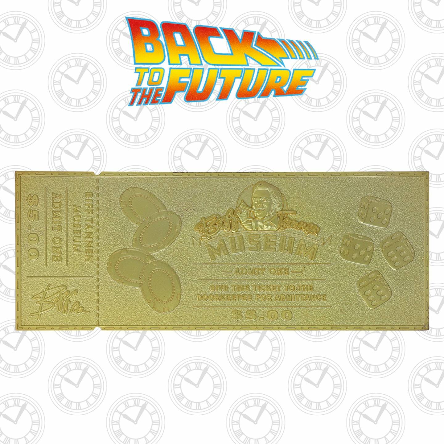 Back to the Future Part II Limited Edition 24 Karat gold-plated Biff Tannen Museum ticket replica Commemorative Ticket Fanattik