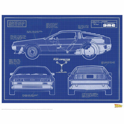 Back to the Future "DeLorean Blueprint" Limited Edition Commemorative Print Art Print Fanattik