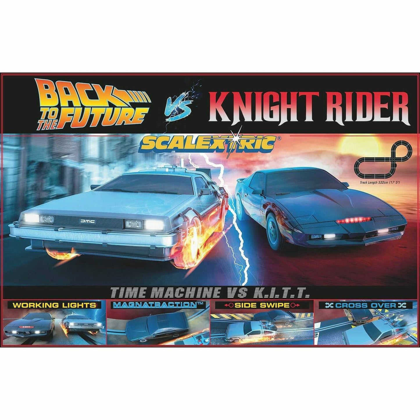 Scalextric 1980's TV - Back to the Future vs Knight Rider 1:32 scale slot car race set Slot Car Scalextric