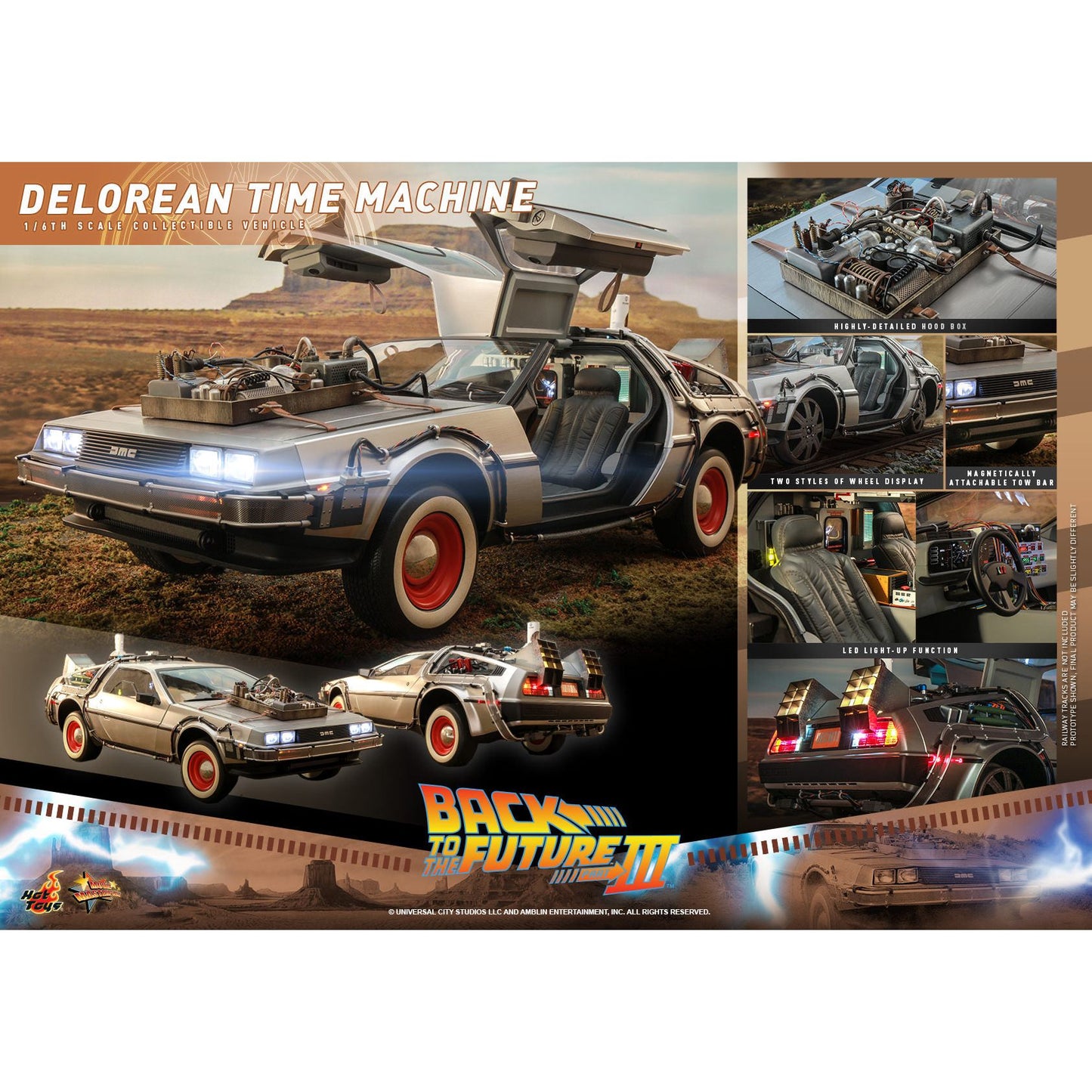 Hot Toys Back to the Future Part III DeLorean Time Machine 1:6 scale Collectible Vehicle [PRE-ORDER DROP-SHIP: Expected Availability January 2025 - June 2025!] Battery Operated Vehicle Hot Toys