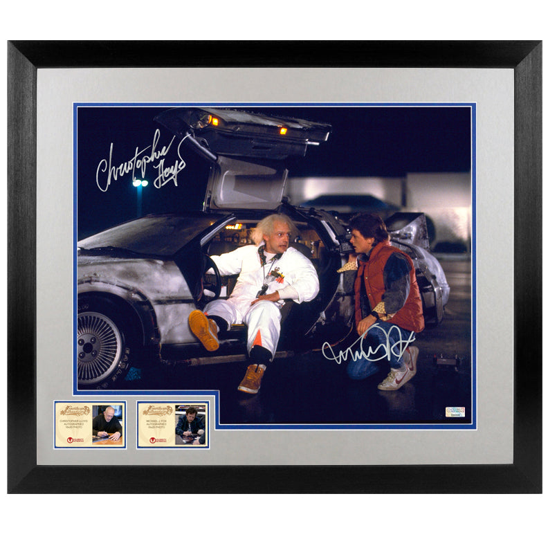 PREMIUM | Michael J. Fox, Christopher Lloyd Autographed Back to the Future Time Machine 16x20 Photo