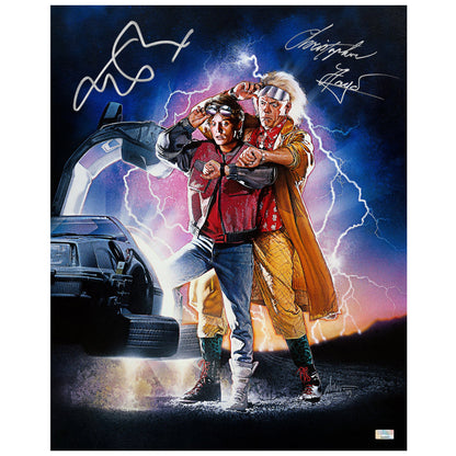 PREMIUM | Michael J. Fox, Christopher Lloyd Autographed Back to the Future II Time Travelers 16x20 Photo