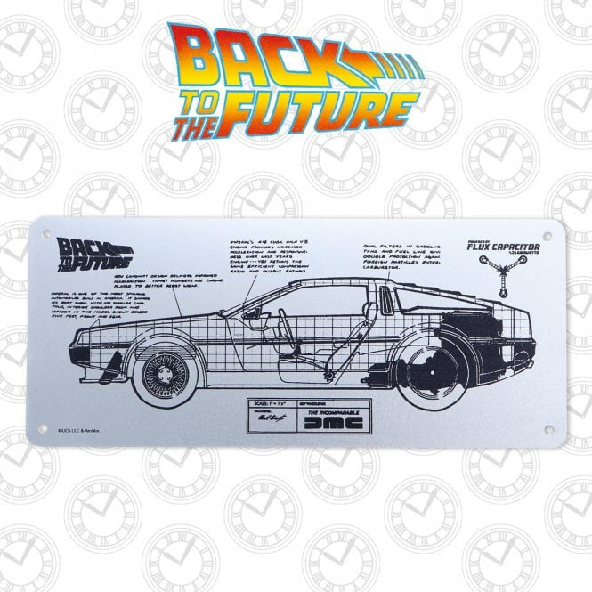 Back to the Future Limited Edition Metal DeLorean Schematic Fan-Plate Metal Sign Fanattik