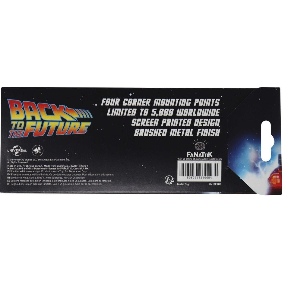 Back to the Future Limited Edition Metal DeLorean Schematic Fan-Plate Metal Sign Fanattik